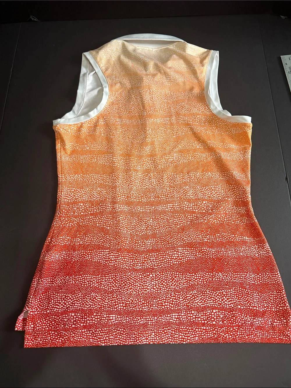 Nike Women’s Orange to Red Ombre Sleeveless Polo with White Collar